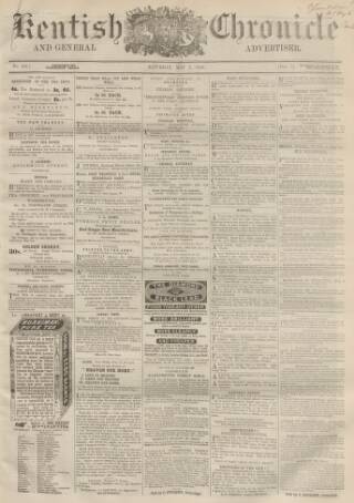 cover page of Kentish Chronicle published on May 2, 1863