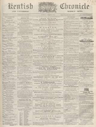 cover page of Kentish Chronicle published on March 19, 1864