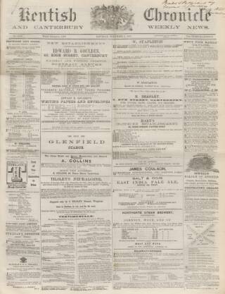 cover page of Kentish Chronicle published on November 2, 1867