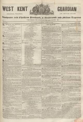 cover page of West Kent Guardian published on June 18, 1842