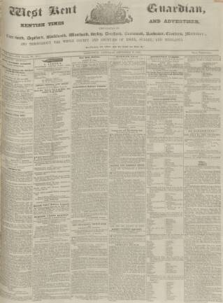 cover page of West Kent Guardian published on September 17, 1853