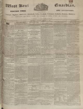 cover page of West Kent Guardian published on February 2, 1856