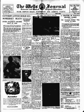 cover page of Wells Journal published on November 2, 1951