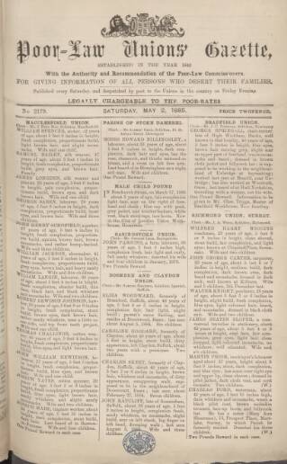 cover page of Poor Law Unions' Gazette published on May 2, 1885