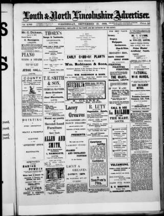 cover page of Louth and North Lincolnshire Advertiser published on September 17, 1919