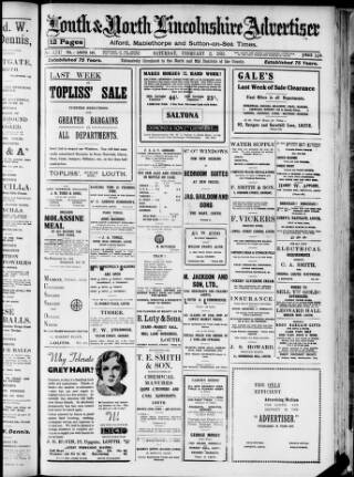 cover page of Louth and North Lincolnshire Advertiser published on February 2, 1935