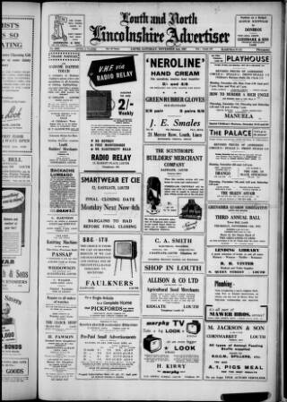 cover page of Louth and North Lincolnshire Advertiser published on November 2, 1957