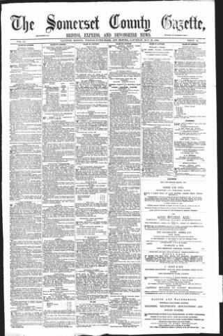 cover page of Somerset County Gazette published on May 26, 1888