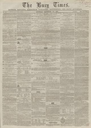 cover page of Bury Times published on September 17, 1859