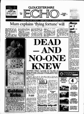 cover page of Gloucestershire Echo published on September 17, 1987
