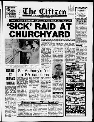 cover page of Gloucester Citizen published on June 18, 1986