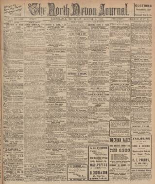 cover page of North Devon Journal published on August 2, 1923