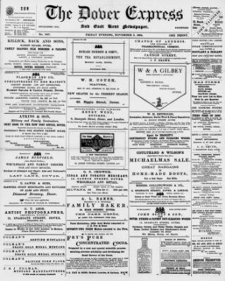 cover page of Dover Express published on November 2, 1894