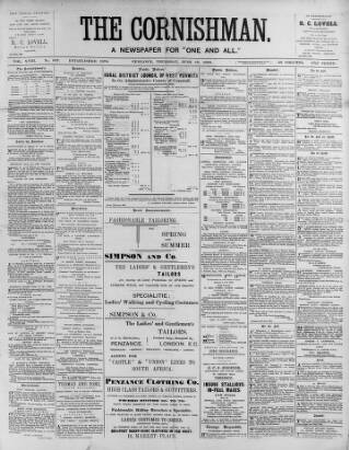 cover page of Cornishman published on June 18, 1896