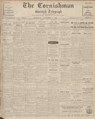 cover page of Cornishman published on November 2, 1939