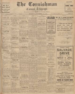 cover page of Cornishman published on September 17, 1942