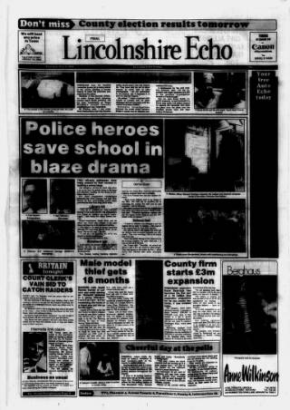 cover page of Lincolnshire Echo published on May 4, 1989