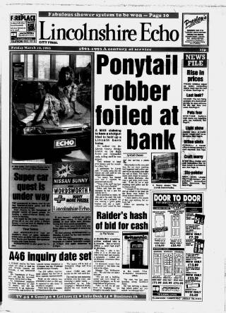 cover page of Lincolnshire Echo published on March 19, 1993