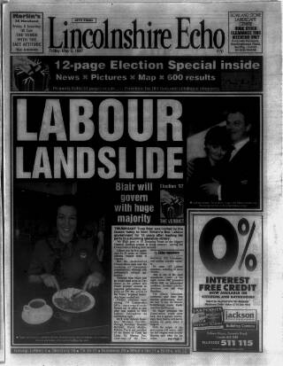 cover page of Lincolnshire Echo published on May 2, 1997