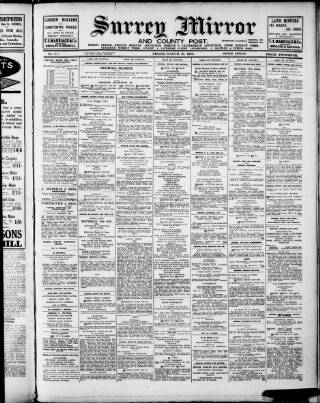 cover page of Surrey Mirror published on March 19, 1926