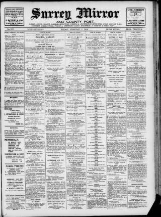 cover page of Surrey Mirror published on February 2, 1934