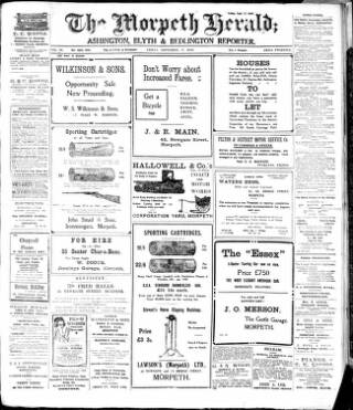cover page of Morpeth Herald published on September 17, 1920
