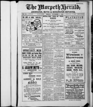 cover page of Morpeth Herald published on November 2, 1934