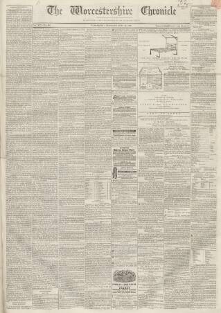 cover page of Worcestershire Chronicle published on June 18, 1856