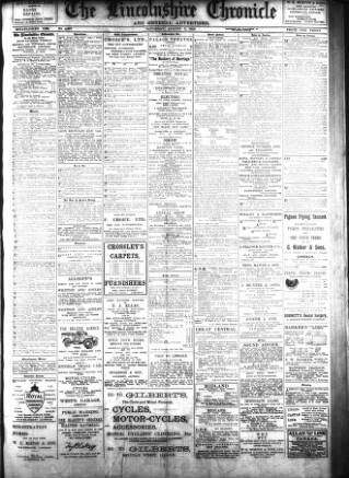 cover page of Lincolnshire Chronicle published on August 2, 1913