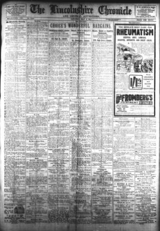 cover page of Lincolnshire Chronicle published on May 2, 1914