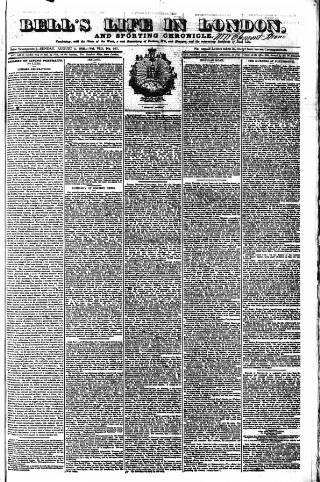 cover page of Bell's Life in London and Sporting Chronicle published on August 2, 1829