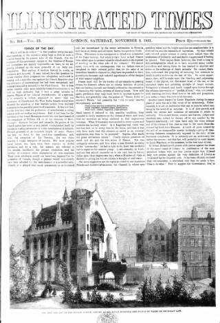 cover page of Illustrated Times published on November 2, 1861
