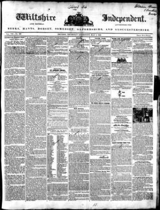 cover page of Wiltshire Independent published on May 4, 1843
