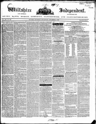 cover page of Wiltshire Independent published on November 2, 1848