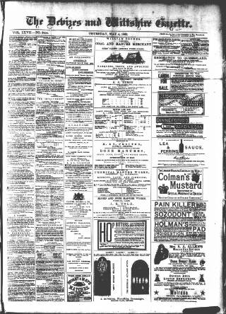 cover page of Devizes and Wiltshire Gazette published on May 4, 1882