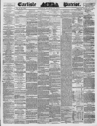 cover page of Carlisle Patriot published on March 19, 1847