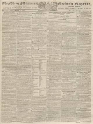 cover page of Reading Mercury published on September 17, 1832
