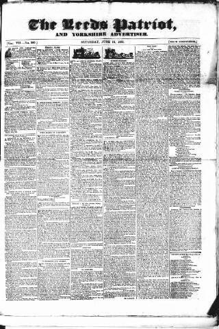 cover page of Leeds Patriot and Yorkshire Advertiser published on June 18, 1831