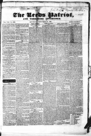 cover page of Leeds Patriot and Yorkshire Advertiser published on September 17, 1831