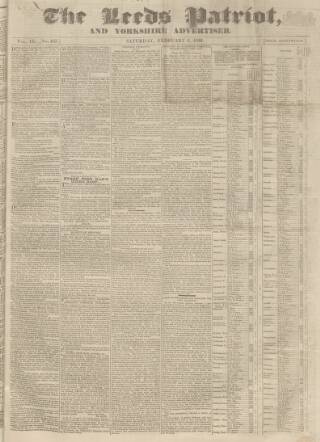 cover page of Leeds Patriot and Yorkshire Advertiser published on February 2, 1833
