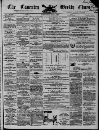 cover page of Coventry Times published on May 2, 1860