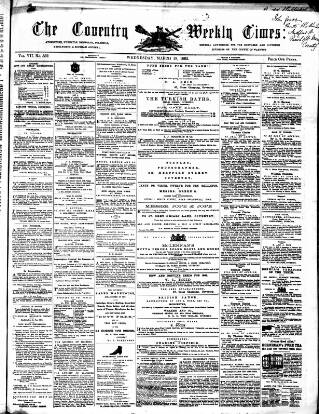 cover page of Coventry Times published on March 19, 1862