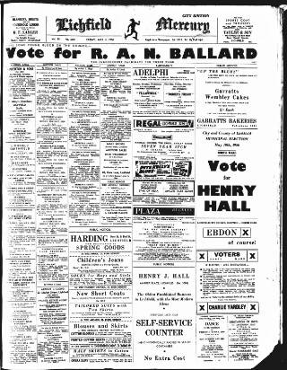 cover page of Lichfield Mercury published on May 4, 1956