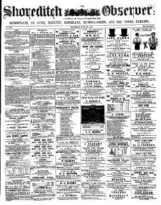 cover page of Shoreditch Observer published on June 18, 1859