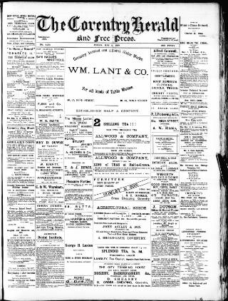 cover page of Coventry Herald published on May 2, 1890