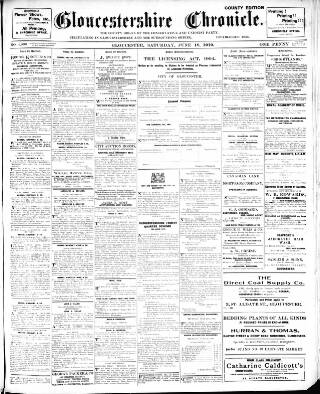 cover page of Gloucestershire Chronicle published on June 18, 1910