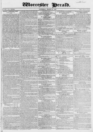 cover page of Worcester Herald published on March 19, 1831
