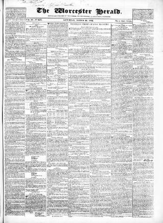 cover page of Worcester Herald published on March 19, 1842