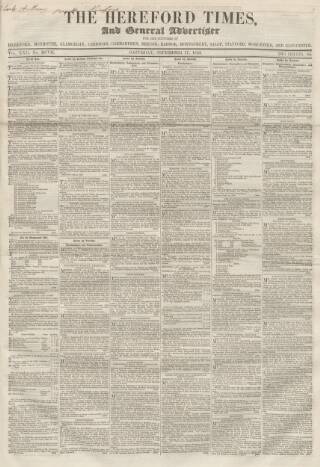 cover page of Hereford Times published on September 17, 1853