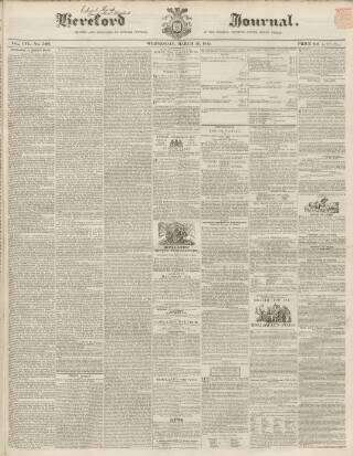 cover page of Hereford Journal published on March 19, 1845